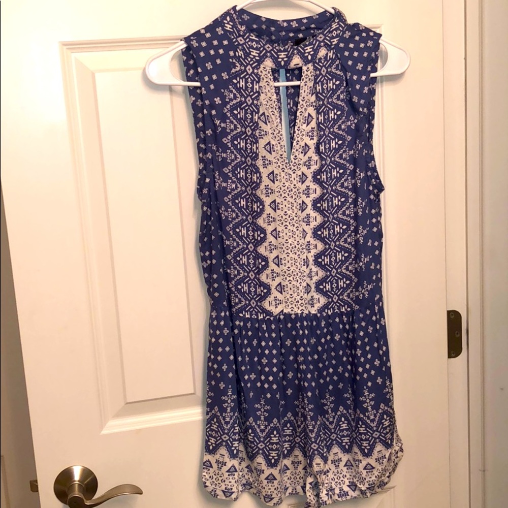 Blue and White Romper